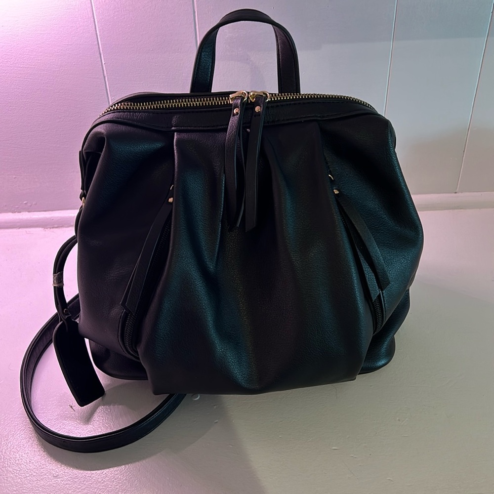 Sole society black leather back pack